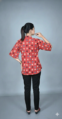 Red Ajrakh Hand Block Printed Cotton Antifit Top