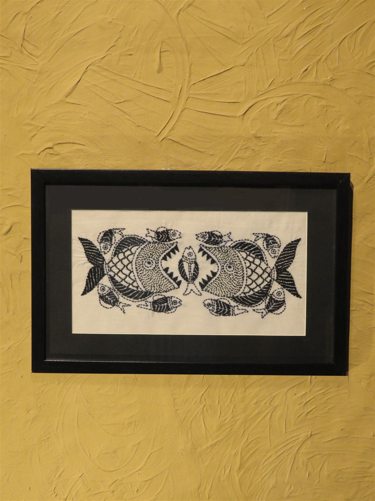 Bengal Kantha Fish Gathering Hand Embroidered Wall Hanging