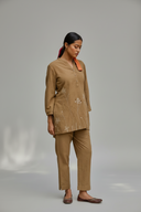 Mud Brown Hand Embroidered Cotton Co-ord Set (set of 2)