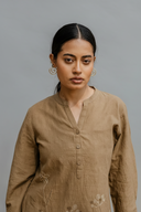Mud Brown Hand Embroidered Cotton Co-ord Set (set of 2)