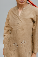 Mud Brown Hand Embroidered Cotton Co-ord Set (set of 2)