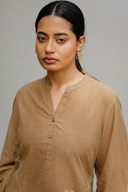 Mud Brown Hand Embroidered Cotton Co-ord Set (set of 2)