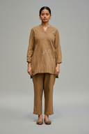Mud Brown Hand Embroidered Cotton Co-ord Set (set of 2)