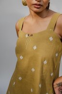 Mustard Cotton Woven Buti Sleeveless Co-ord Set (set of 2)