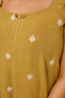 Mustard Cotton Woven Buti Sleeveless Co-ord Set (set of 2)