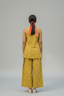 Mustard Cotton Woven Buti Sleeveless Co-ord Set (set of 2)