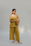 Mustard Cotton Woven Buti Sleeveless Co-ord Set (set of 2)