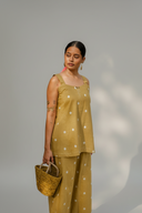 Mustard Cotton Woven Buti Sleeveless Co-ord Set (set of 2)