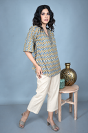Ajrakh Zigzag Hand Block Printed Antifit Top
