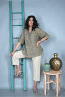 Ajrakh Zigzag Hand Block Printed Antifit Top