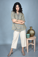 Ajrakh Zigzag Hand Block Printed Antifit Top
