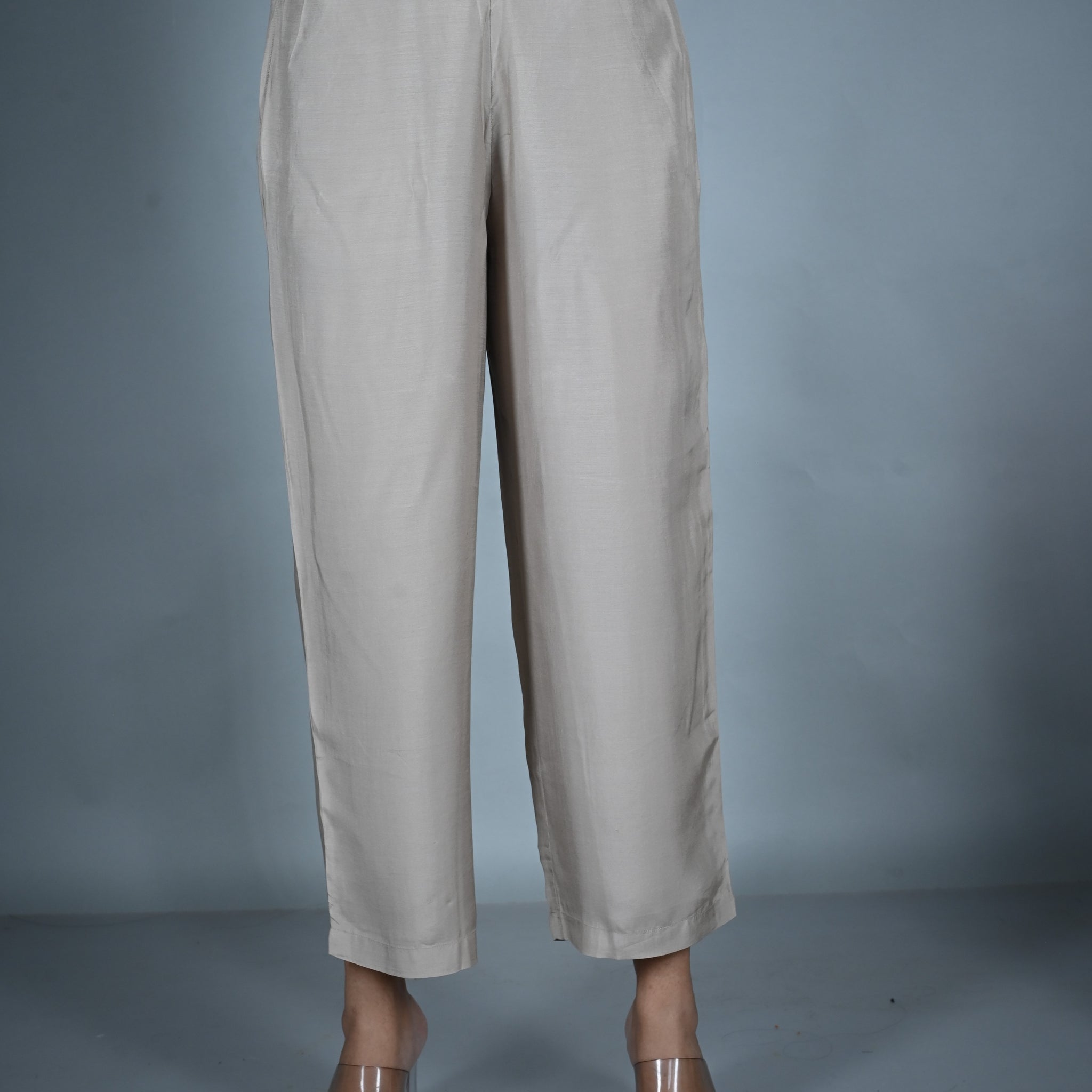 Grey Silk Blend Pants