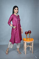 Grey Silk Blend Flared Pants