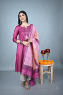 Grey Silk Blend Flared Pants