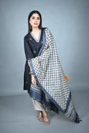 Black Silk Slub Kurta with Hand Embroidery All Over