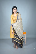 Yellow Hand Embroidered Tassar Silk Kurta Set (Set of 2)