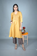 Brown Silk Blend Flared Pants