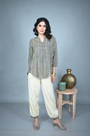 Ajrakh Hand Block Printed Striped Top