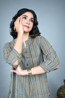 Ajrakh Hand Block Printed Striped Top