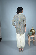 Ajrakh Hand Block Printed Striped Top