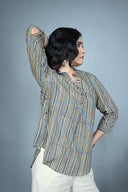Ajrakh Hand Block Printed Striped Top