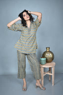 Ajrakh Zigzag Hand Block Printed Anti-Fit Top