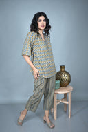 Ajrakh Zigzag Hand Block Printed Anti-Fit Top