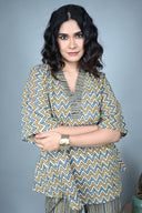 Ajrakh Zigzag Hand Block Printed Anti-Fit Top