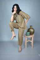 Mud Brown Handloom Cotton Antifit Co-ord Set (set of 2)