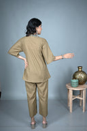 Mud Brown Handloom Cotton Antifit Co-ord Set (set of 2)