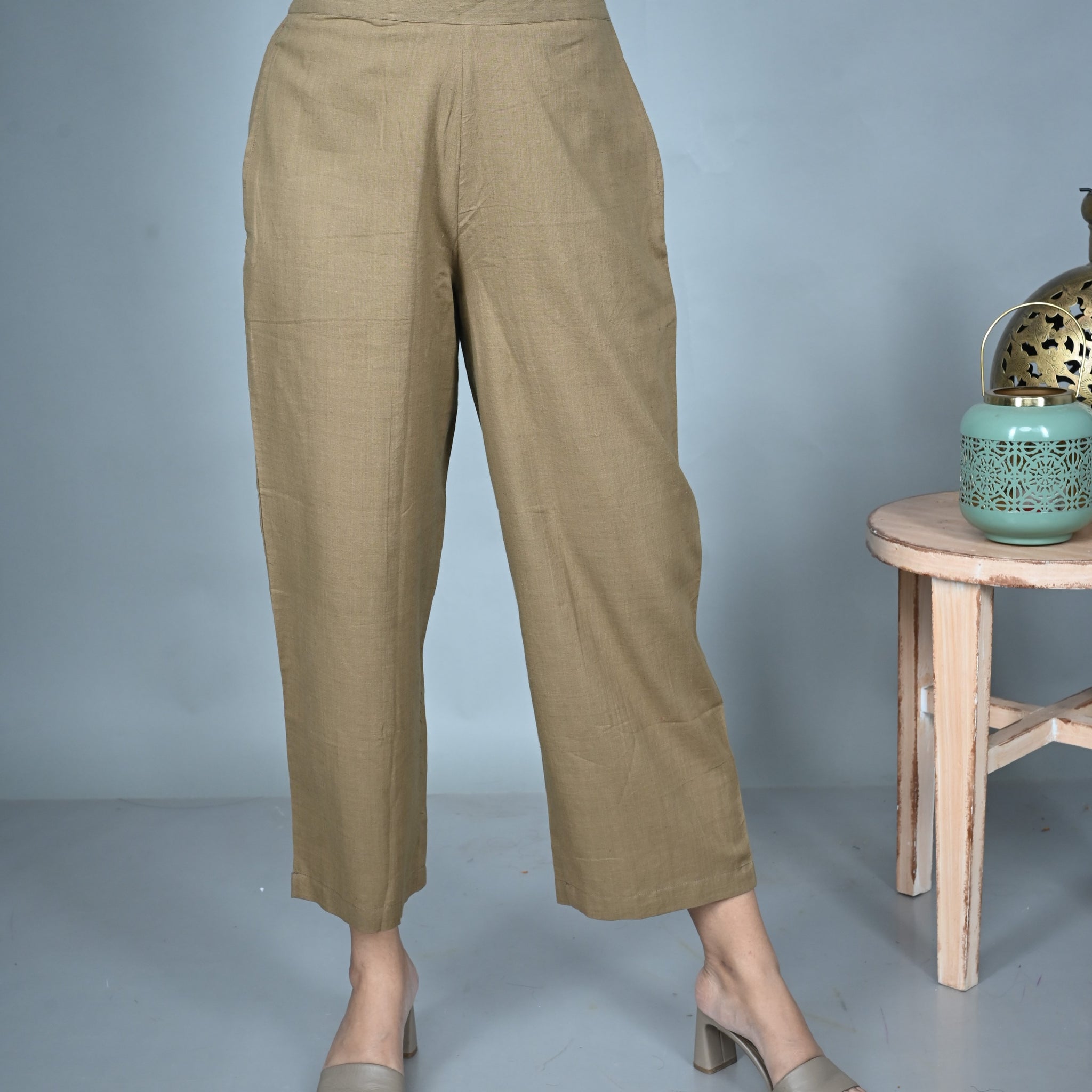Mud Brown Handwoven Straight Pants