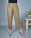 Mud Brown Handloom Cotton Flared Pants