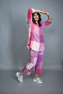 Pink-White Checks Handloom Cotton Antifit Co-ord Set with Button Detailing (set of 2)