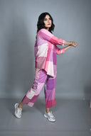 Pink-White Checks Handloom Cotton Antifit Co-ord Set with Button Detailing (set of 2)