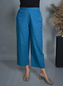 Teal Handloom Cotton Sleeveless Co-ord Set (set of 2)
