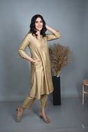 Gold All-Over Hand Embroidered Silk Slub Kurta Set (set of 2)