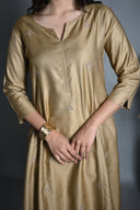 Gold All-Over Hand Embroidered Silk Slub Kurta Set (set of 2)