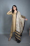 Gold Silk Slub Flared Pants