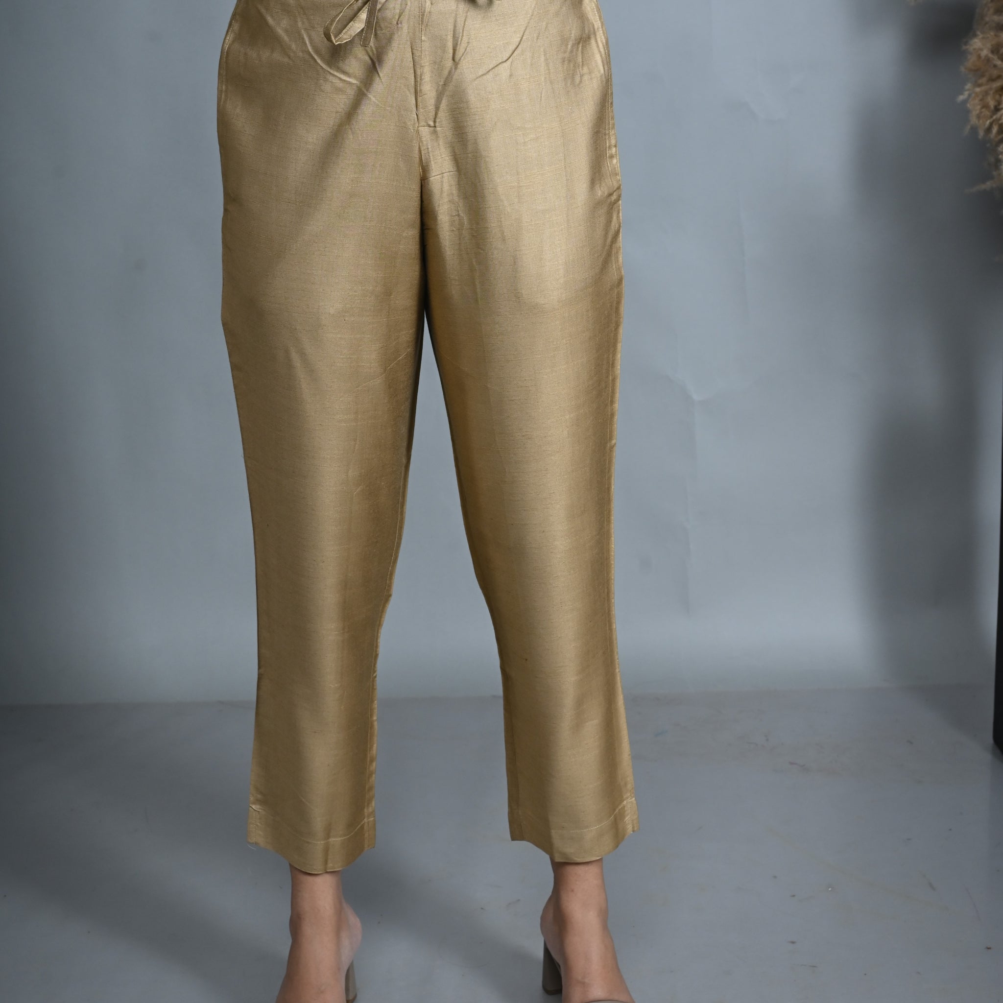 Gold Silk Slub Pants