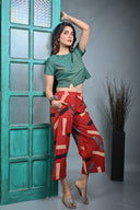 Green Hand Embroidered Handloom Cotton Crop Top