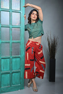 Green Hand Embroidered Handloom Cotton Crop Top