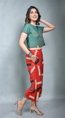 Green Hand Embroidered Handloom Cotton Crop Top