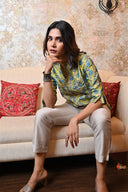 Lime Chanderi Silk Block Print Tunic