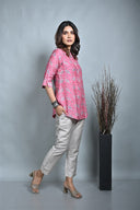 Pink Chanderi Silk Block Print Tunic