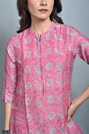 Pink Chanderi Silk Block Print Tunic