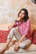 Pink Chanderi Silk Block Print Tunic