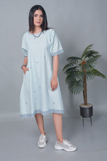 Blue Jamdani Antifit Dress