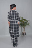Black Checkered Hand Embroidered Cotton Kurta Set (set of 2)