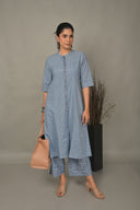 Blue Striped Handloom Cotton Kurta Set (set of 2)