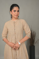 Beige Striped Handloom Cotton Kurta Set (set of 2)